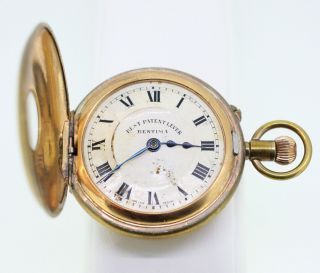 ​vintage Bentima Best Patent Lever Swiss Made Half - Hunter Pocket Watch - Post