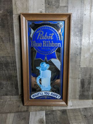 Pabst Blue Ribbon Beer Sign Vintage Mirror " What 