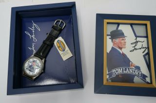 Vintage Fossil Tom Landry Wrist Watch With Case Limited Edition