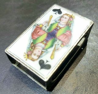 Antique Russian 84 Silver Niello & Enamel Match Box Safe Case