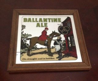 Rare Vintage Ballantine Ale On Draught And In Bottles Mirror Sign 9.  25x9.  25