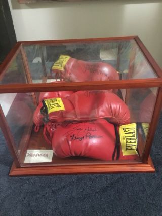 2 Vintage Signed Boxing Gloves Ortiz Holmes Patterson Lamotta