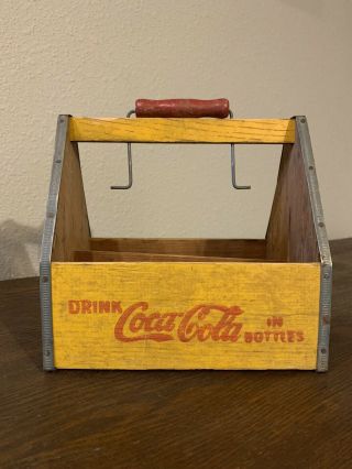 Vintage Coca Cola Wooden Six Pack Bottle Carrier 1940s War Wings