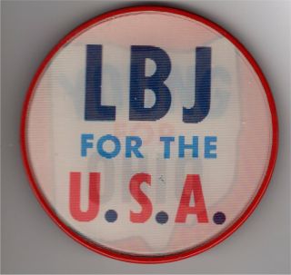 Vintage Political Pin 1964 Lyndon Johnson Flasher Pin Young For Ohio Pin 3 "