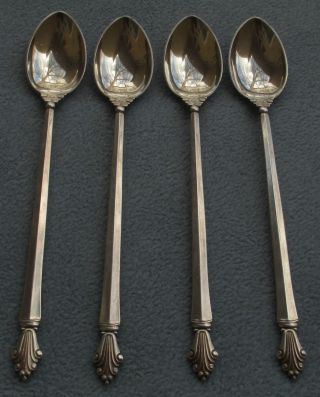 FOUR Georg Jensen Sterling Silver Acanthus Long Handled Iced Tea Spoons Denmark 2