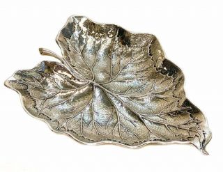 Buccellati Hand Chased Sterling Silver Leaf Dish