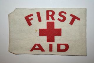 Vintage Wwii Era Felt American Red Cross Armband First Aid With Elastic Strap
