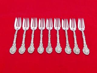 Set Of 9 Vintage Gorham Sterling Silver Versailles Pastry / Salad Forks Dj - 7