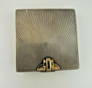 Antique Art Deco Tiffany & Co Sterling Silver,  14k Gold & Ruby Makeup Compact