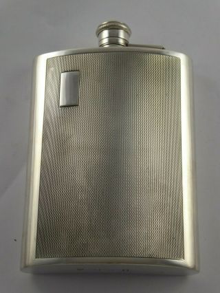 Smart Large Vintage Solid Sterling Silver Hip Flask Art Deco Style 1977 251 G