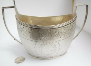 Handsome Large Heavy English Antique Georgian 1803 Sterling Silver Sugar Bowl