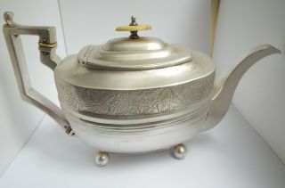 Handsome Large Heavy English Antique Georgian 1806 Solid Sterling Silver Teapot