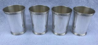 Set Of 4 Vintage Manchester Julep Cup Sterling Silver Marked 3759