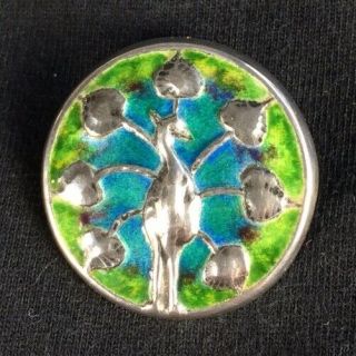 Stunning Liberty & Co Cymric Art Nouveau Sterling Silver Enamel Peacock Button
