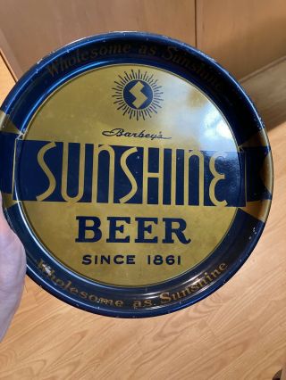 Vintage Sunshine Beer Pie Pan 13 " Metal Tin - Litho Tray Barbey 