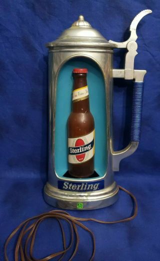 Vintage Sterling Beer Plastic Lighted Bottle Sign Morton Grove,  Illinois,  Schutz
