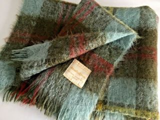 Vintage Antartex Mohair & Wool Throw Blanket Scotland 66 " X47 " Tartan Plaid