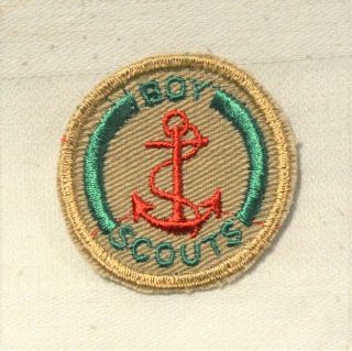 Red Anchor Boy Scout Proficiency Award Badge Tan Cloth Troop Large Size