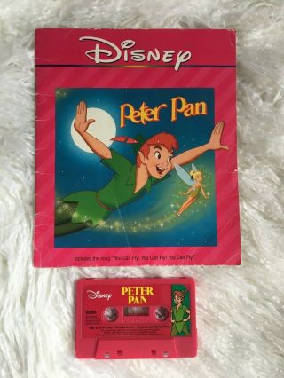 Walt Disney Peter Pan Story Book & Cassette 1990 Vintage 90 
