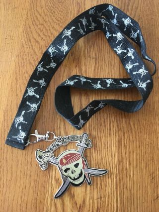 2007 Disney Pirates Of The Caribbean 3 " Cloisonne Pin Trading Necklace & Lanyard