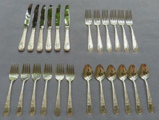 24 Pc,  Set For 6 S.  Kirk & Son Sterling Silver Old Maryland Engraved 768g,  384g