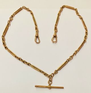 " Antique 9ct Rose Gold Fancy Link Double Albert Chain” Circa 1900 31.  1g