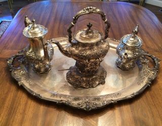 7 Piece FRANCIS I by Reed and Barton Sterling Silver Tea Set with large tray 2
