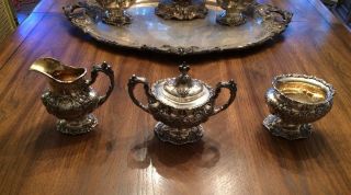 7 Piece FRANCIS I by Reed and Barton Sterling Silver Tea Set with large tray 3