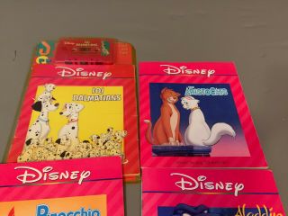 Set of 5 Disney Book and Tape: 101 Dalmations,  Aristocats,  Pinocchio,  Aladdin 2