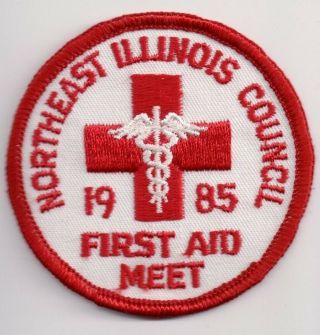 K Bsa,  1985 First Aid Meet Patch,  Northeast Illinois Council Il
