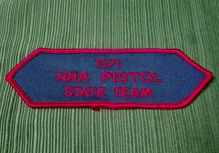Vintage 1971 Nra Pistol State Team Embroidered Patch Red & Blue National Rifle