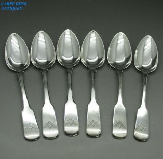 Georgian Scottish Provincial Set 6 Solid Silver Teaspoons A.  Cameron Dundee C1820