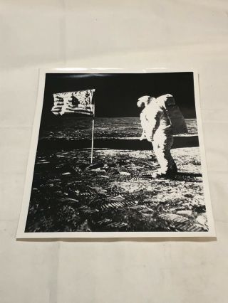 Apollo 11 Buzz Aldrin Flag Salute 8x10 B/w Photograph Rockwell Nasa