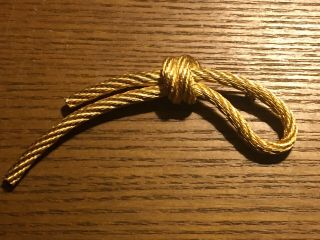 Vintage Christian Dior Rope Gold Tone Brooch Pin