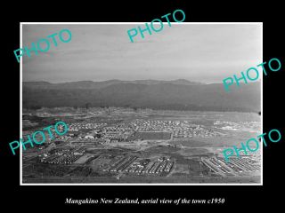 Old Postcard Size Photo Mangakino Zealand Aerial View Of The Town C1950