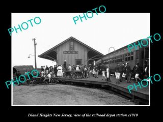 Old Postcard Size Photo Of Island Heights Jersey The Railroad Depot C1910