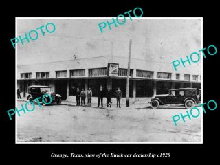 Old Postcard Size Photo Of Orange Texas View Of The Buick Car Dealership C1920