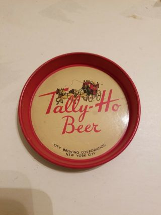 Vintage Tally - Ho Beer Miniature Metal Tin Litho Tray City Brewing York Ny