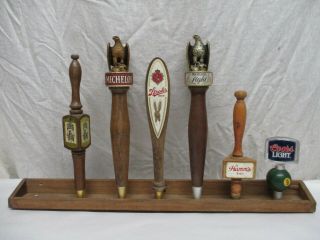 6 Vintage Beer Tap Handles Display Michelob Strohs Coors & More Beer Taps Wall M