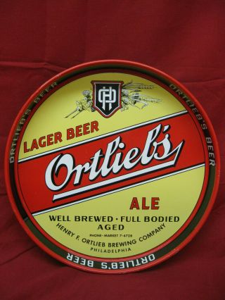 1948 Ortliebs Beer Serving Tray Sign Tin Metal Brewery Collectible 7 - 4728 Phone
