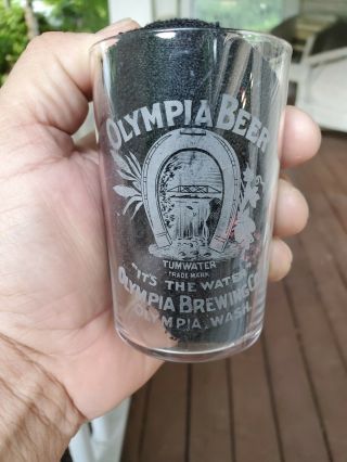 Olympia Beer Pre - Pro Etched Glass 1900s Olympia Washington