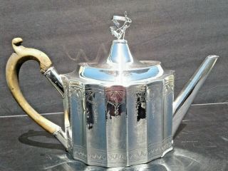 Rare Antique Georgian George Iii Irish Dublin Bright Cut Sterling Silver Teapot