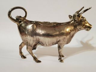 Vintage Signed Germany Sterling Silver Cow Creamer With Fly On Back