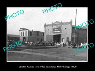 Old Postcard Size Photo Of Horton Kansas The Burkhalter Motor Garage C1920