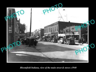 Old Postcard Size Photo Of Bloomfield Indiana The Main Street & Stores C1940