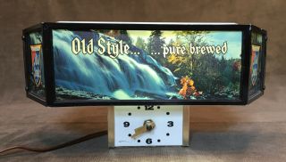 Heileman’s Old Style Beer Lighted Cash Register Clock Sign Bar Man Cave