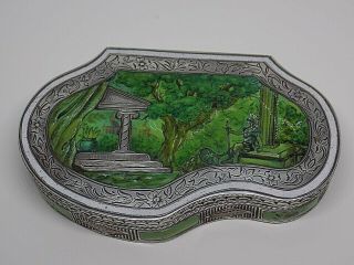 Exquisite Rare Antique Enameled Solid Silver Box.  Trinket/pill/snuff.  (ncb)