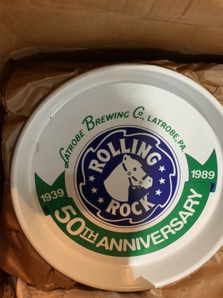 Rolling Rock Beer Tray 50th Anniversary 1939 - 1989.  Old Stock.