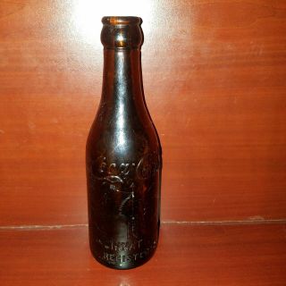 Vintage Early Straight Sided Root Amber Coca Cola Bottle Cincinnati Ohio 3