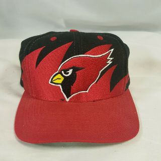 Vtg Arizona Cardinals Logo Athletic Black Dome Sharktooth Snapback Hat